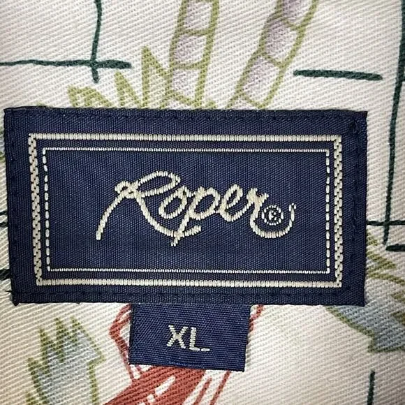 Roper Shirt Mens Extra Large White Horseback Riding Western Button Up Adult - Picture 6 of 8